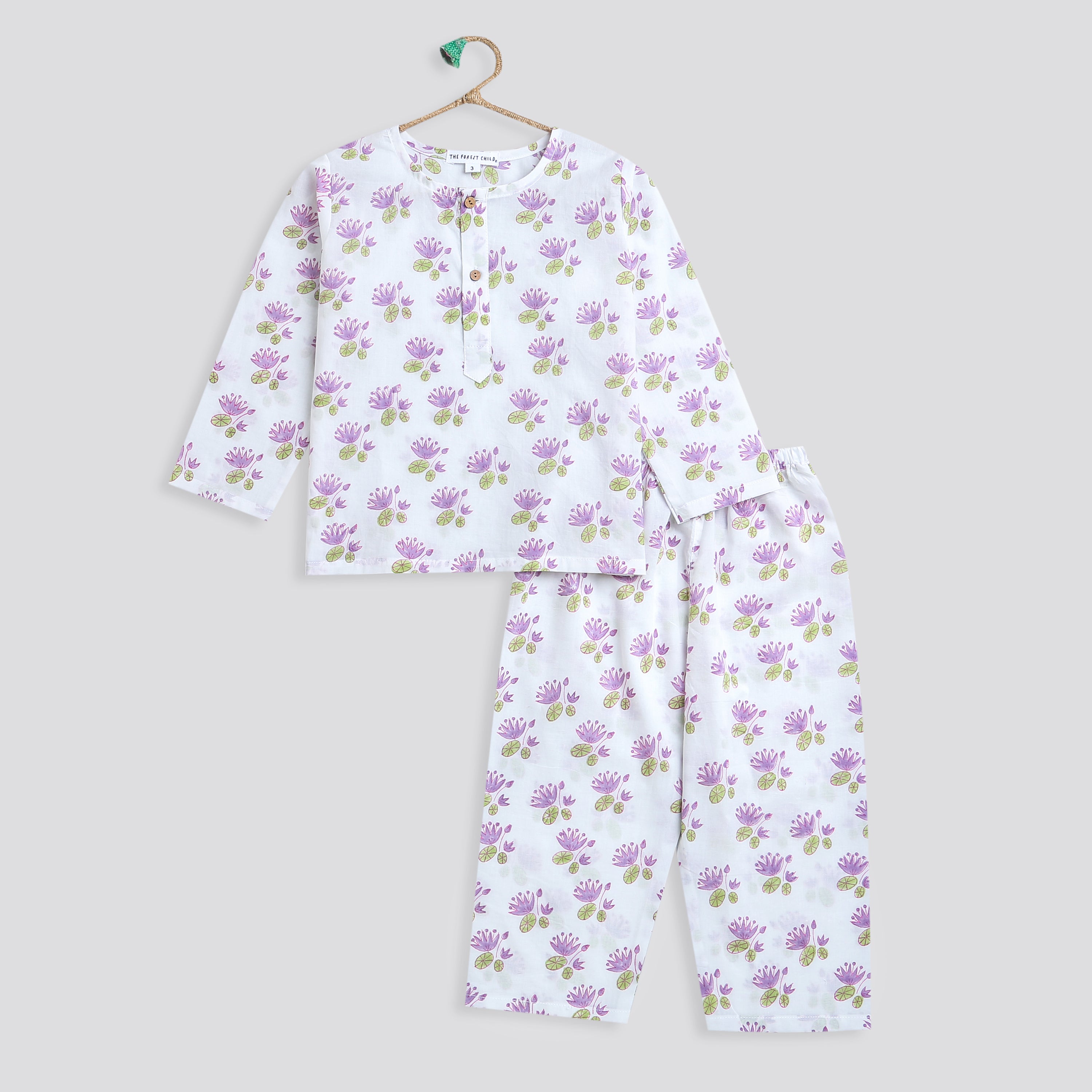 'A Pond of Lotus'  Kurta Pyjama Set