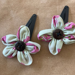 Wildflower Hair Grips in colour base -Round edged (set 0f 2 clips)