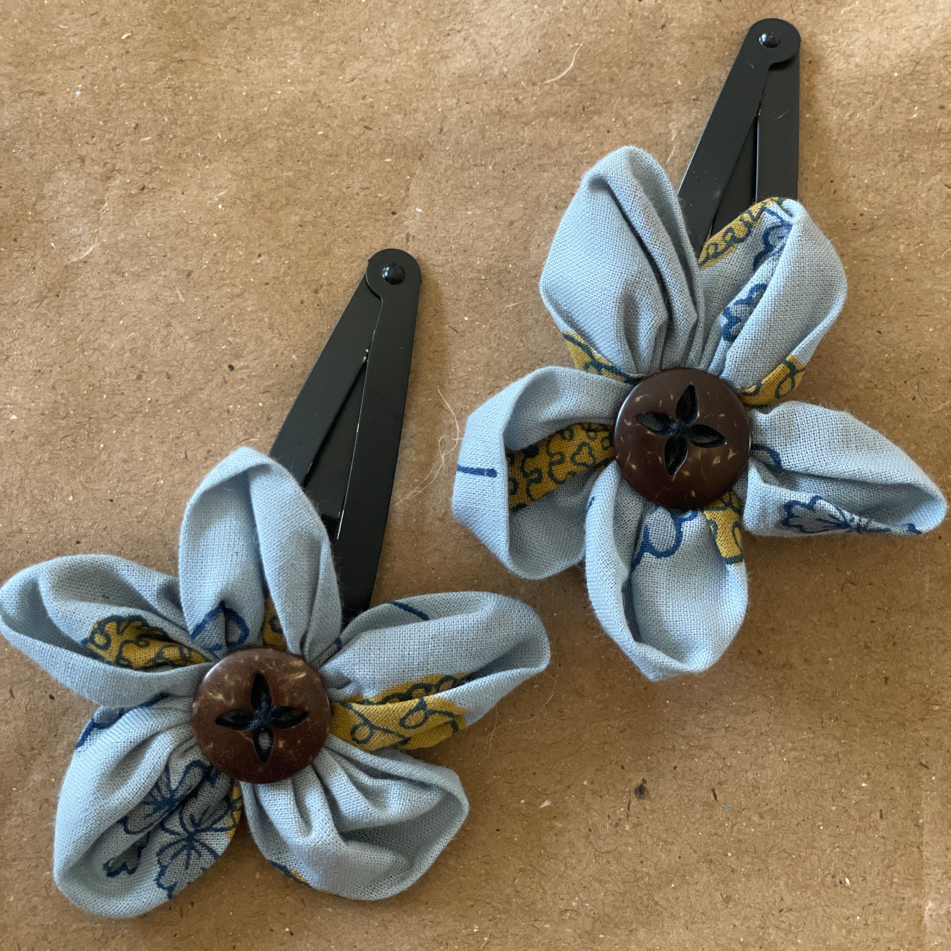 Wildflower Hair Grips in colour base -Round edged (set 0f 2 clips)