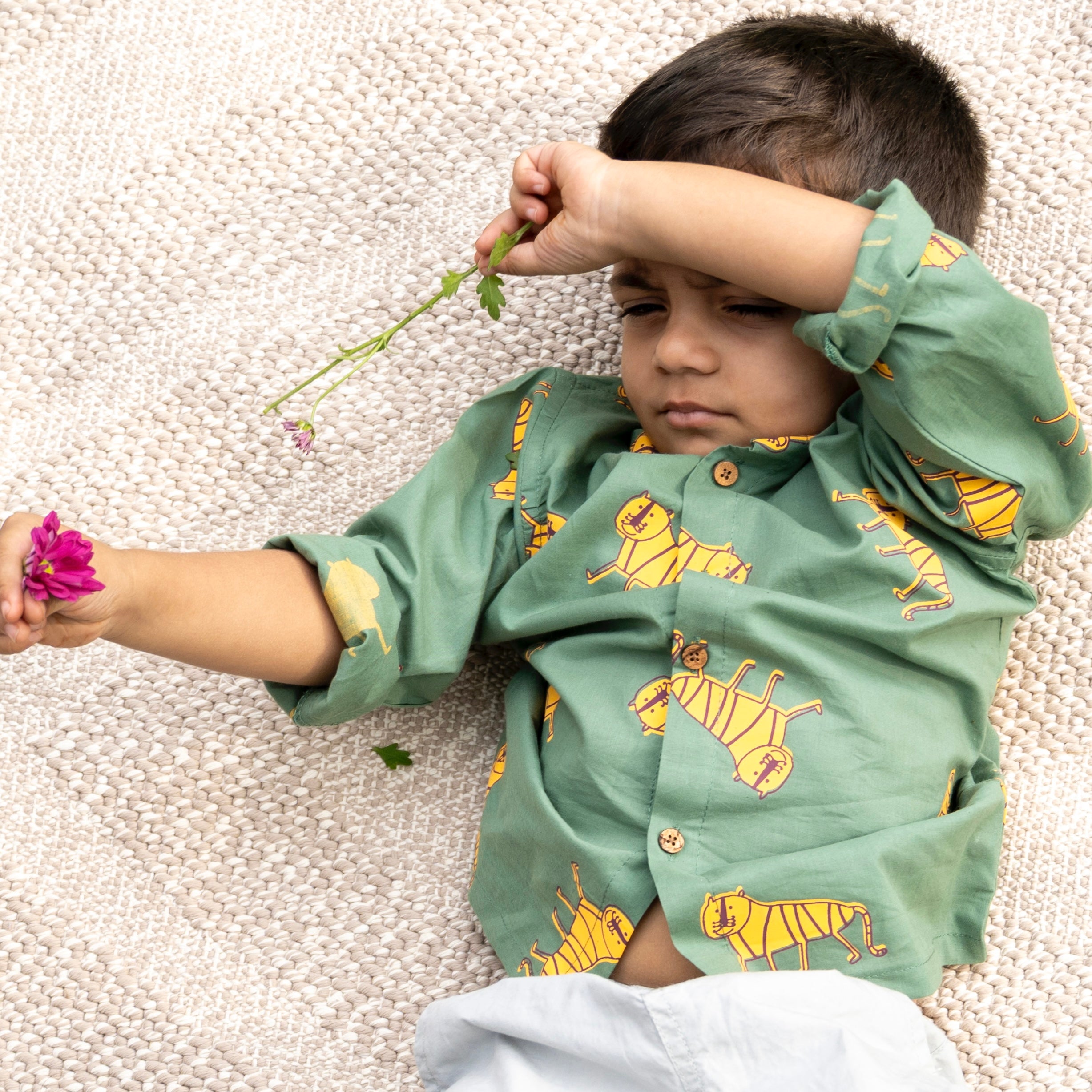 ‘An Ambush of Tigers’ Chinese Collar Gender Neutral Shirt