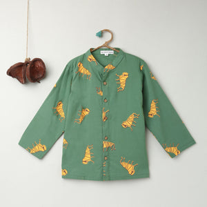 ‘An Ambush of Tigers’ Chinese Collar Gender Neutral Shirt