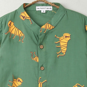 ‘An Ambush of Tigers’ Chinese Collar Gender Neutral Shirt