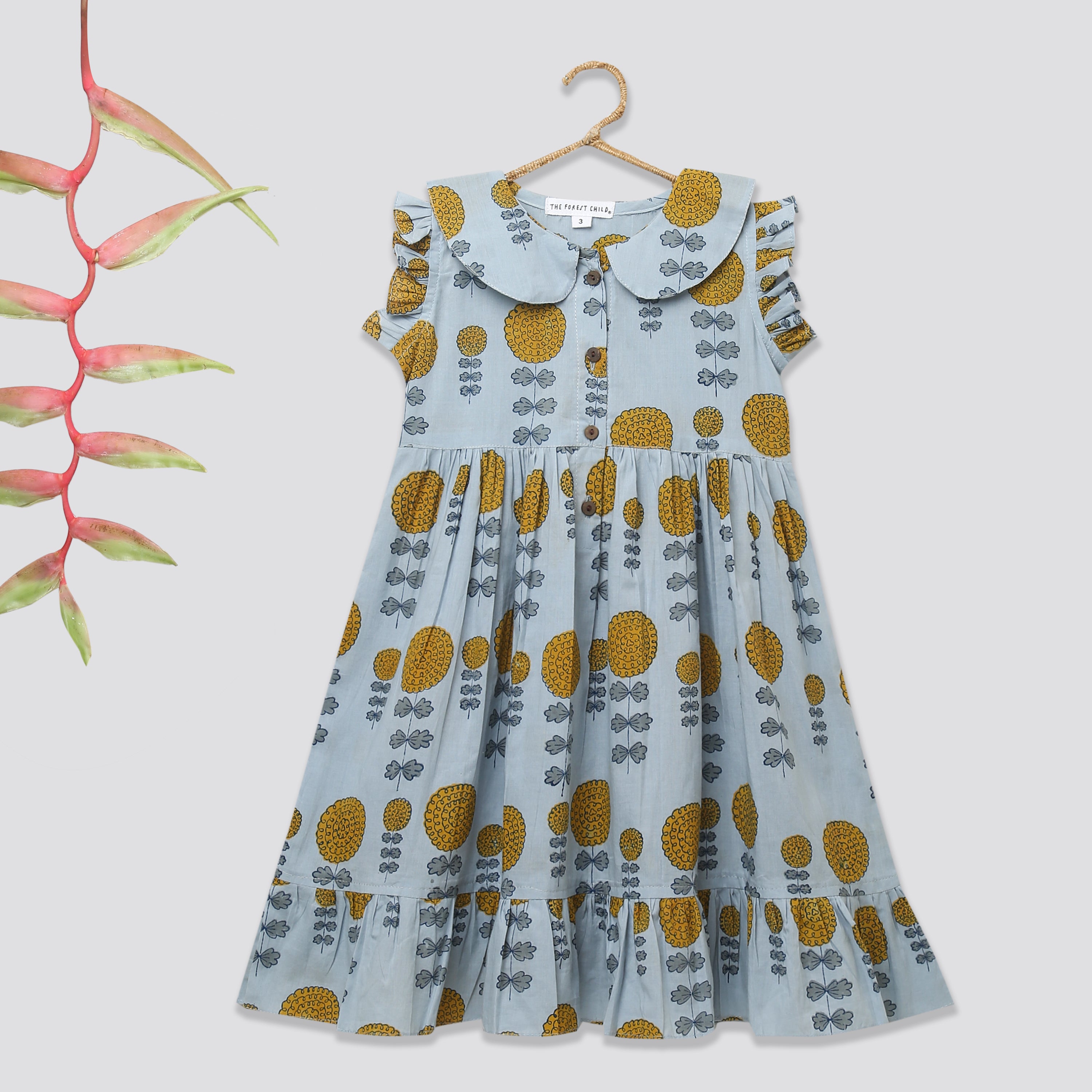 'A Garden of Marigold' - Collar Dress