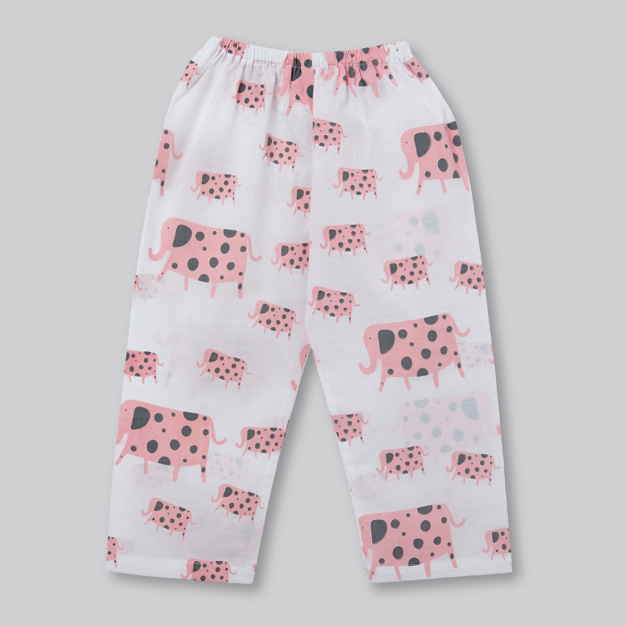 A Parade of Elephants - Kurta Pyjama Set in Pink and Grey