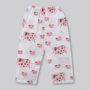 A Parade of Elephants - Kurta Pyjama Set in Pink and Grey