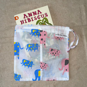 Odds and Ends Drawstring Bags in White