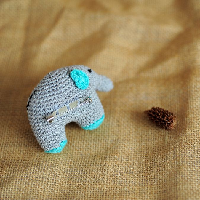 'Rana-the Elephant' Handcrafted Brooch in Sea Green