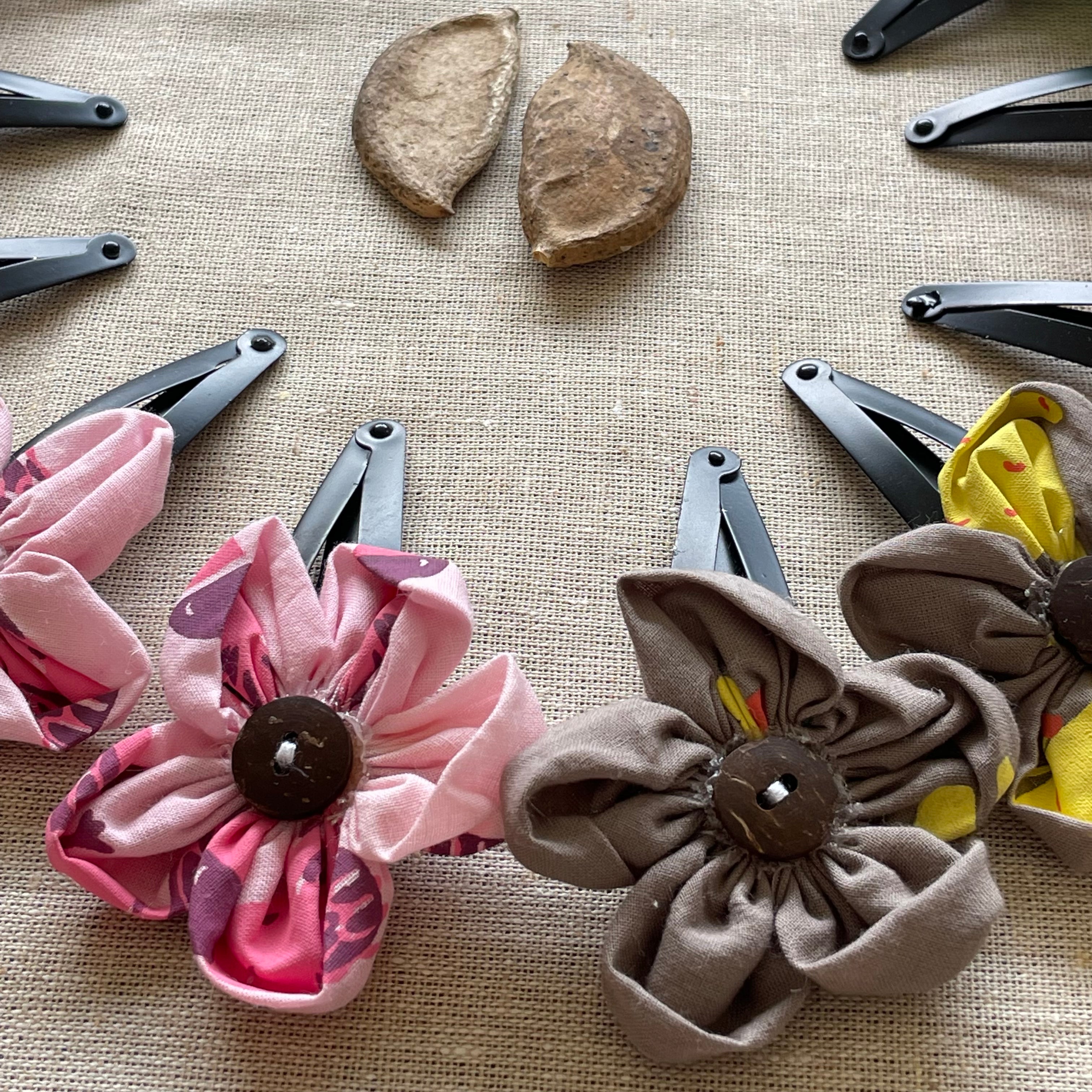 Wildflower Hair Grips in colour base -Round edged (set 0f 2 clips)