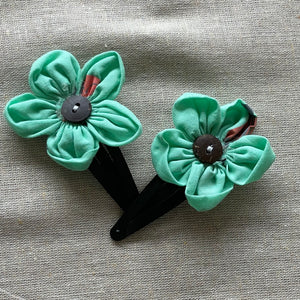 Wildflower Hair Grips in colour base -Round edged (set 0f 2 clips)