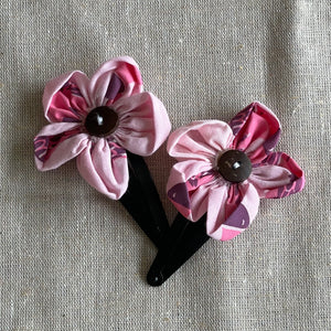 Wildflower Hair Grips in colour base -Round edged (set 0f 2 clips)