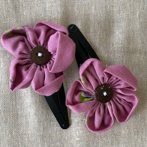 Wildflower Hair Grips in colour base -Round edged (set 0f 2 clips)